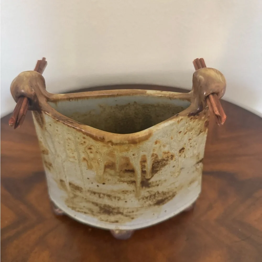 Betsy Gray Porcelain Rustic Vase Art Piece with Earthy Tones - Picture 5 of 13